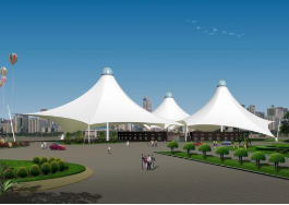 潜江加油站膜结构维修 异形钢弧顶膜结构车棚 潜江加油站膜结构价格