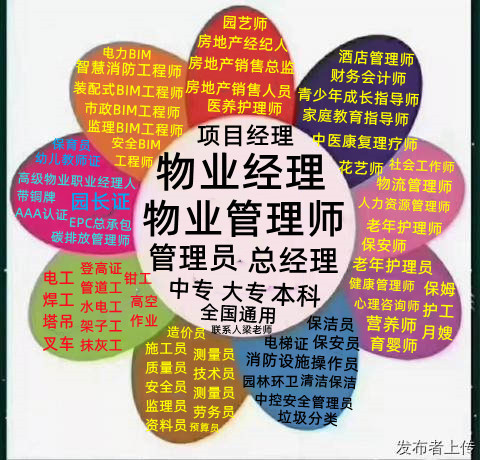 合肥.芜湖.蚌埠.淮南高级物业管理师和高级物业职业经理人多钱搞定报名怎么考物业经理项目经理房地产经纪人保洁员保安员健康管理师保姆护工月嫂