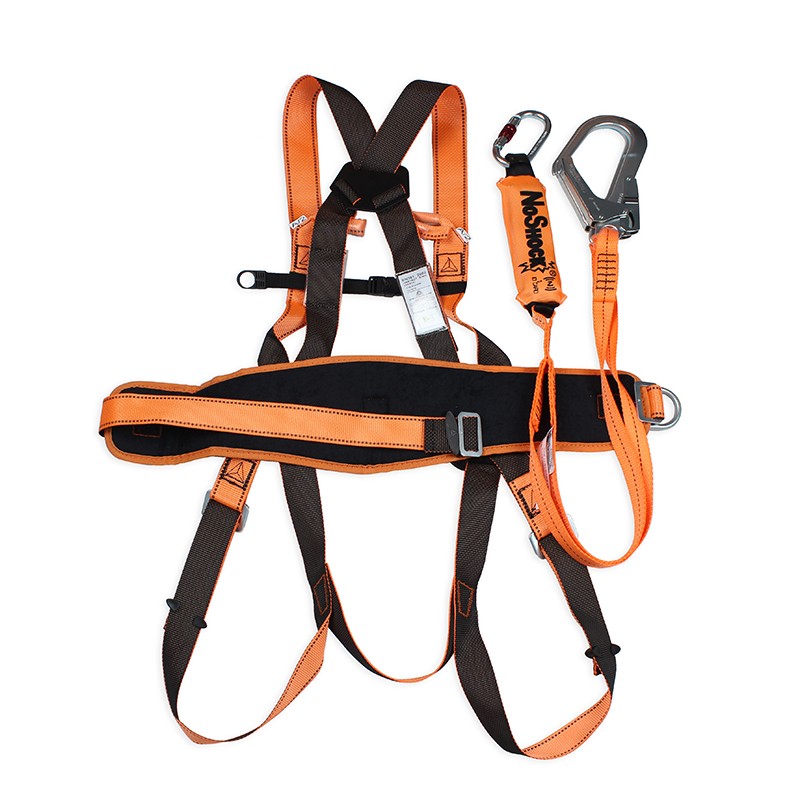 代尔塔506102防坠安全带双大钩吸震绳穿戴方法