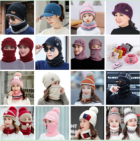 成人针织保暖帽 围脖套帽 儿童套帽