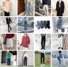 蓝色宽松休闲阔腿裤 牛仔裤女小个子