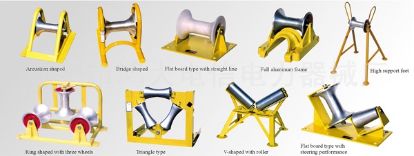 钢管架电缆滑子,铁板架电缆滑车,三轮环式转向型电缆滑轮